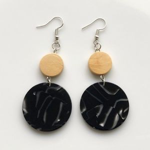 NEW "Terra" Acrylic Wooden Round Earrings (Black)